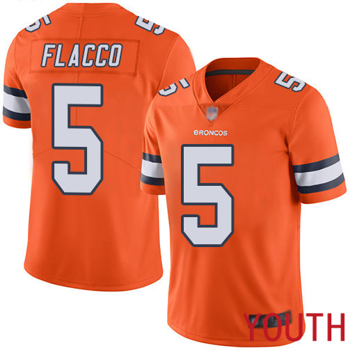 Youth Denver Broncos #5 Joe Flacco Limited Orange Rush Vapor Untouchable Football NFL Jersey->youth nfl jersey->Youth Jersey